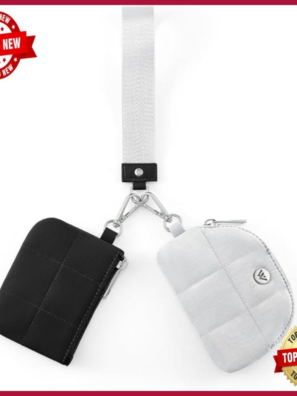 Mini Puffer Crossbody Bag with Keychain Wristlet Wallet, Waterproof Nylon